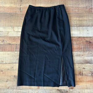 Pendleton Black Wool Midi Skirt With Side Slit Womens Size 16
